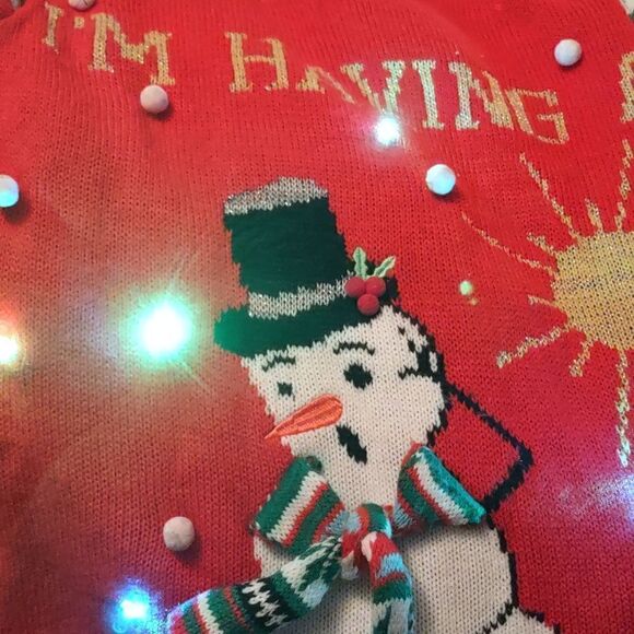 No Boundaries Size S Light up Red Sweater Snowman I'm Having a Meltdown - Picture 11 of 12